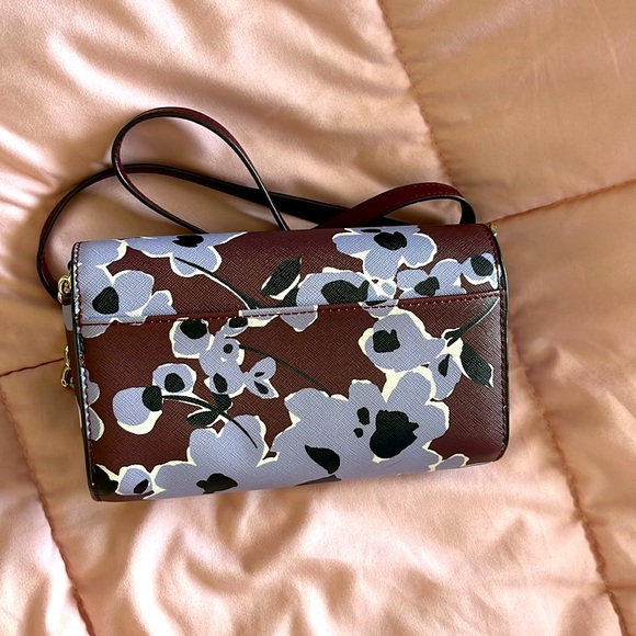 NWOT authentic Kate Spade bag burgundy crossbody hand bag floral everyday use - Picture 7 of 8